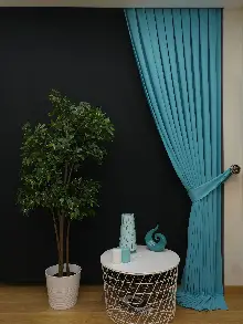 Düz Renk Dökümlü Fon Perde (150)- Turkuaz