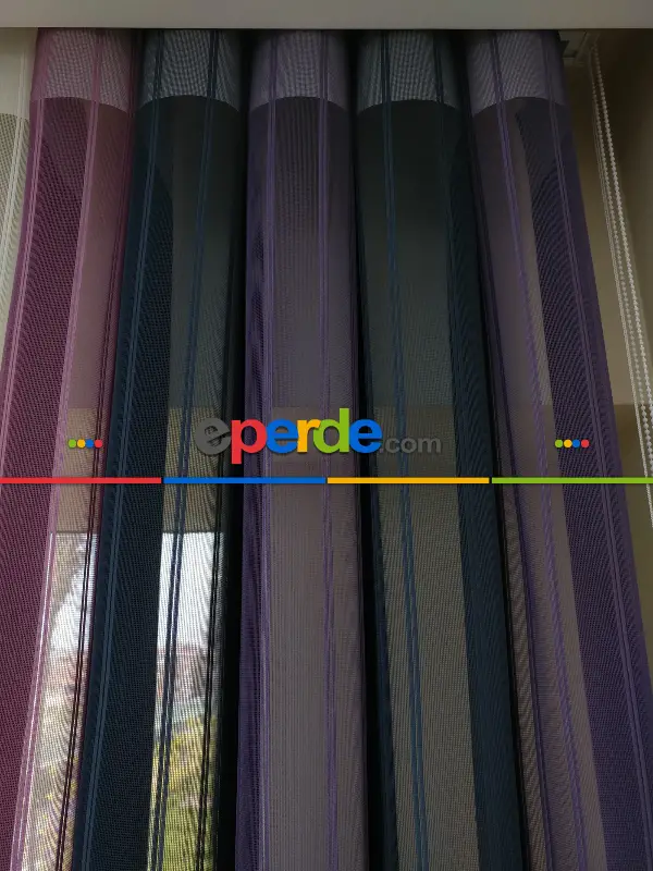 1. Kalite Çizgili Tül Dikey Zebra Perde Mor Ft23 - Parlament Ft33 - Gül Kurusu Ft21- Lacivert-mor-krem Açık-gül Kurusu