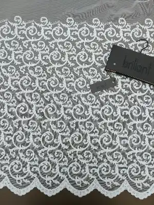 Yeni Seri Duble Etek Nakış İşlemeli Tül Perde Brillant- Ekru