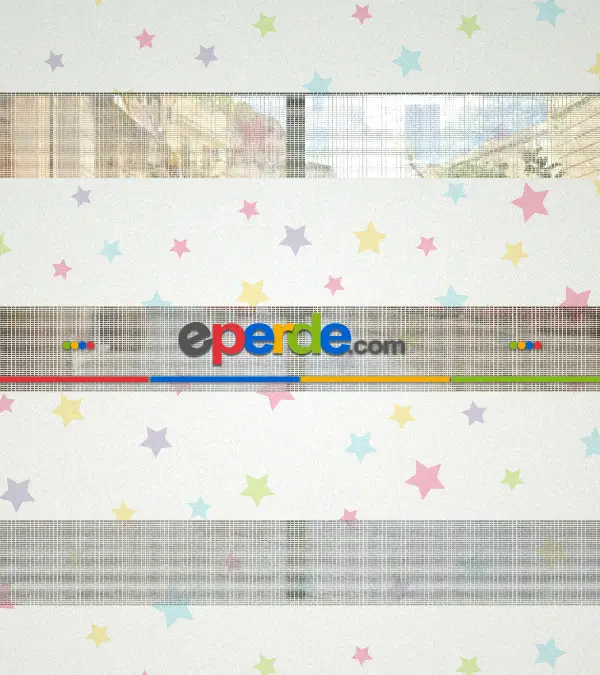 Yıldız Desenli Baskılı Zebra Perde- Çok Renkli