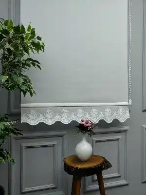 Mutfak Stor Perde - İşlemeli- Ekru