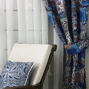 Mavi Etnik Fon Perde- Çok Renkli 3