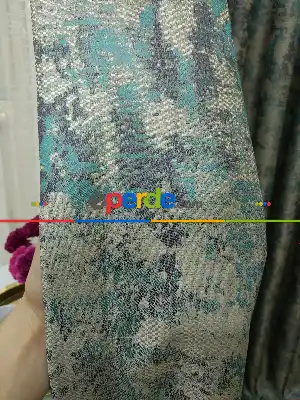 Salon Gri Yeşil Desenli Jakar Fon Perde (180)- Antrasit