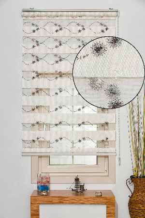 #üreticifirma %40 İndirimli!!! Nakış İşlemeli Siyah Ekru Zebra Perde- Siyah-krem-krem Açık