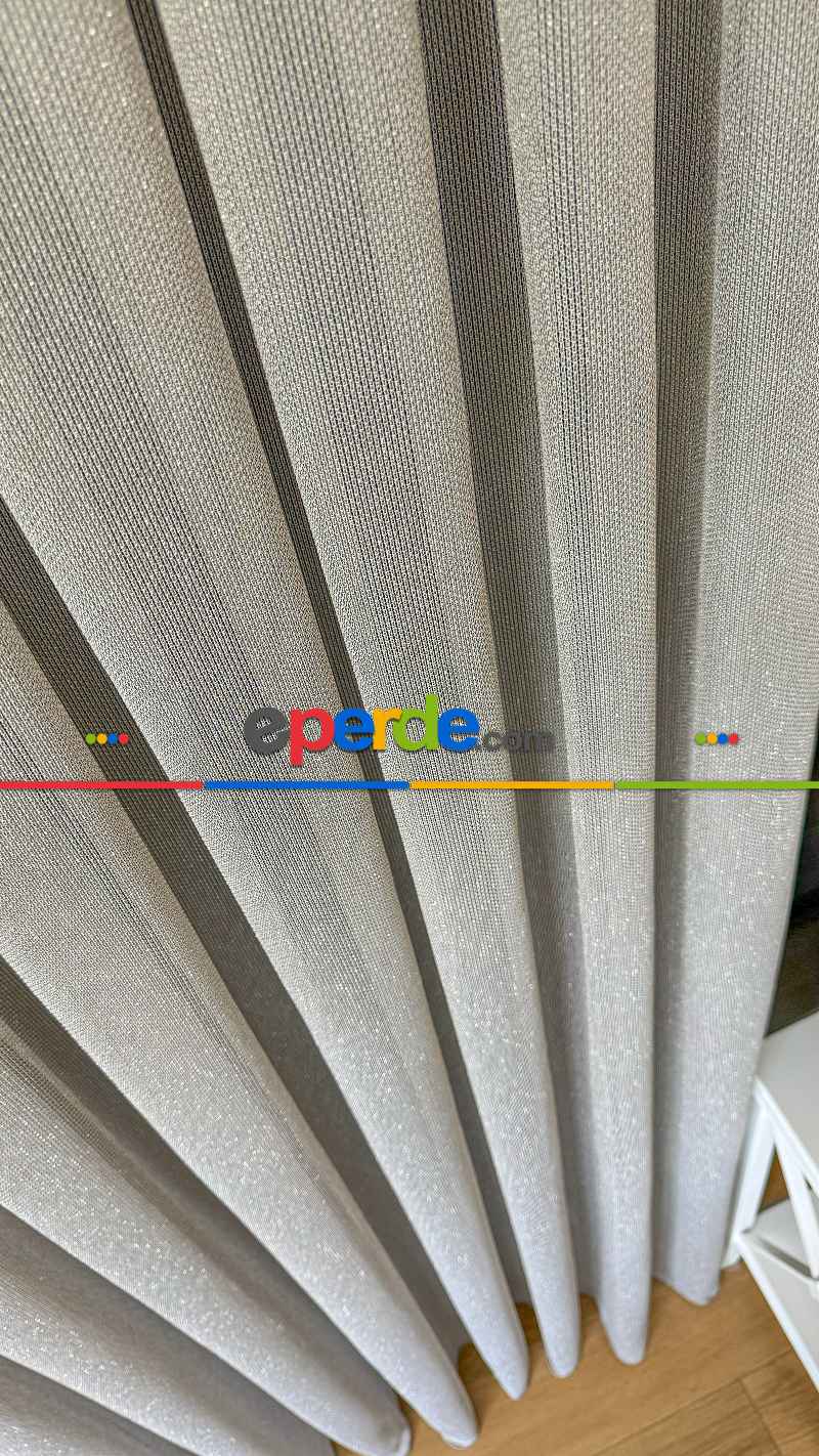 Gold Altın Keten Gümüş Simli Tül Perde - Ağır Gramajlı Premium