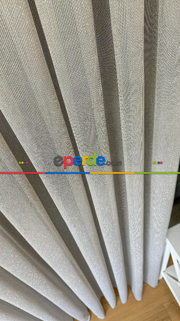 Salon - Gold Altın Keten Gümüş Simli Tül Perde - Ağır Gramajlı Premium