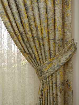 Sarı Bej Jakar Fon Perde (150)- Sarı