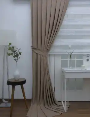 Petek Desen Sade Fon Perde Koyu Bej