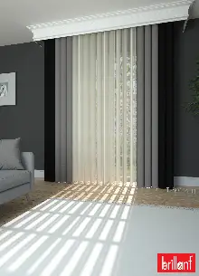 Brillant Akıllı Tül Siyah-sütlü Kahve Perde Tül Dikey Zebra Perde Düz 1. Kal