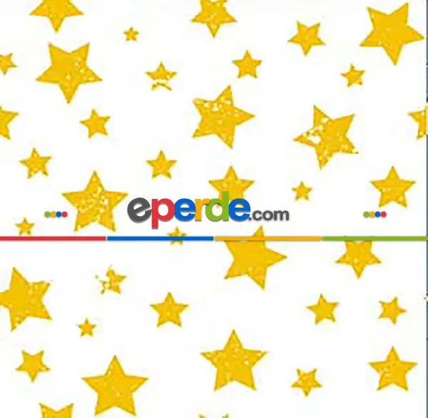 Bebek Odası Fon - Yıldız Desenli Fon Perde Evm685-8 Kumaşı Kalındır Duck Bezi Değildir- Sarı