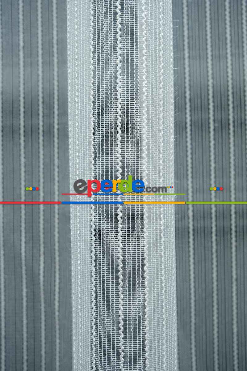 Mutfak - Makarna Çizgili Tül Perde 1.kalite