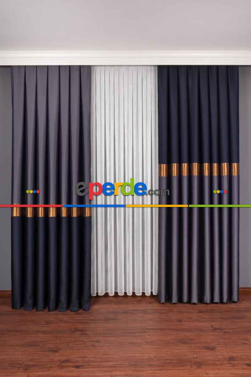 Lacivert Düz Bordürlü Fon Perde, Adet Fiyatıdır, İstediğiniz Boy Ölçüsünde Dikilir, Eni 50 ila 100cm Arası Seçenekler, Sık Piledir 50cm X 1cm 