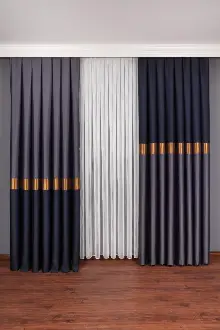 Lacivert Düz Bordürlü Fon Perde, Adet Fiyatıdır, İstediğiniz Boy Ölçüsünde Dikilir, Eni 50 ila 100cm Arası Seçenekler, Sık Piledir 50cm X 1cm 