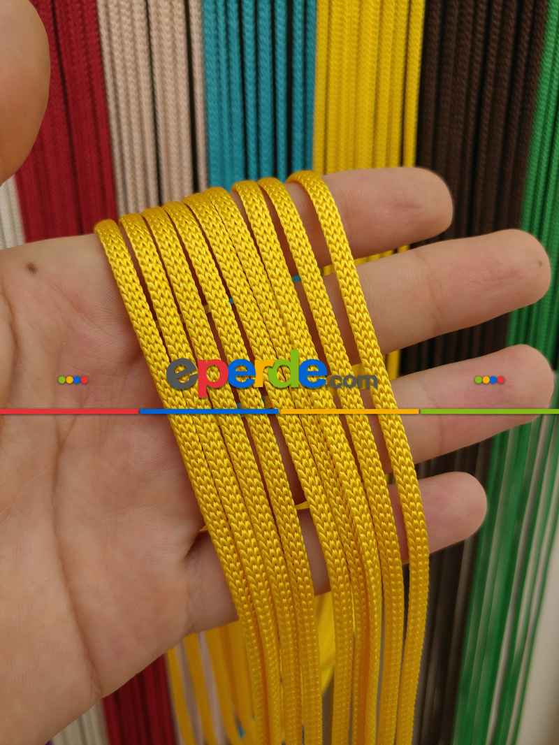 Mutfak İp Perde - Sarı Rengi İp Perde Jumbo Zincir Serisi- Sarı