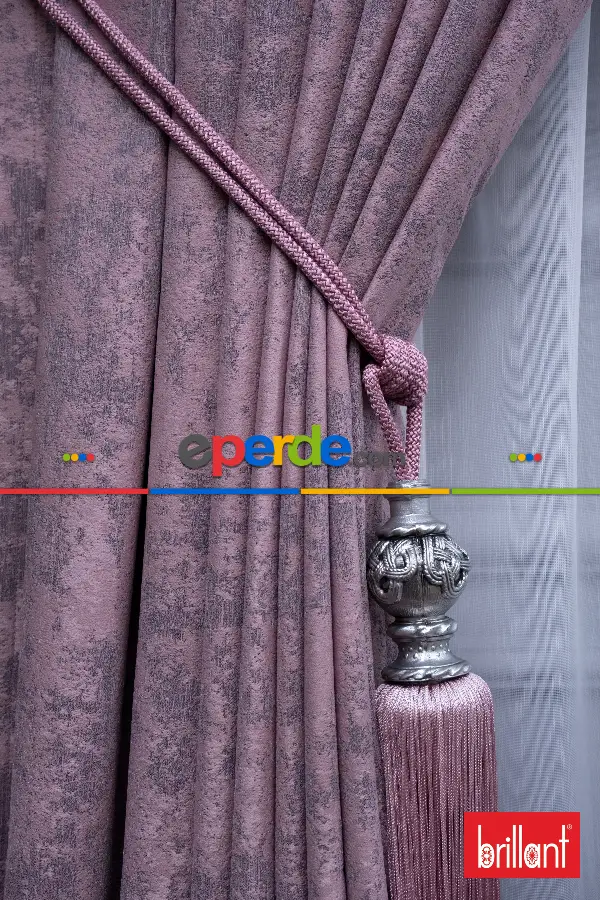 Patinedesenli Brillant Jakar Desen Fon Perde ( Dökümlü Fon )- Pembe Pudra Pembe-gül Kurusu