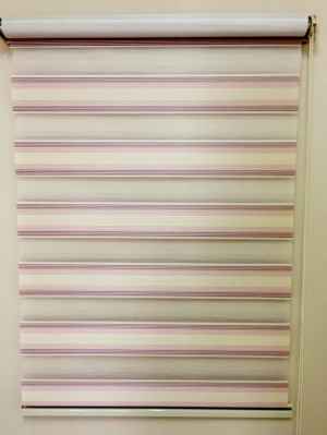 Pembe Krem Micro Pileli Zebra Perde- Krem-pembe