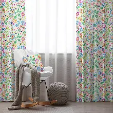 Çocuk Odası - Etnik Desenli Fon Perde Evim801 Kumaşı Kalındır Duck Bezi Değildir- Mavi-beyaz