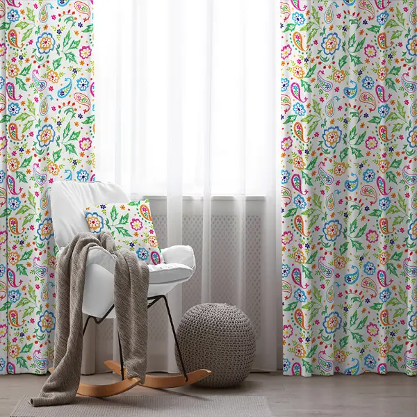 Etnik Desenli Fon Perde Evim801 Kumaşı Kalındır Duck Bezi Değildir- Mavi-beyaz