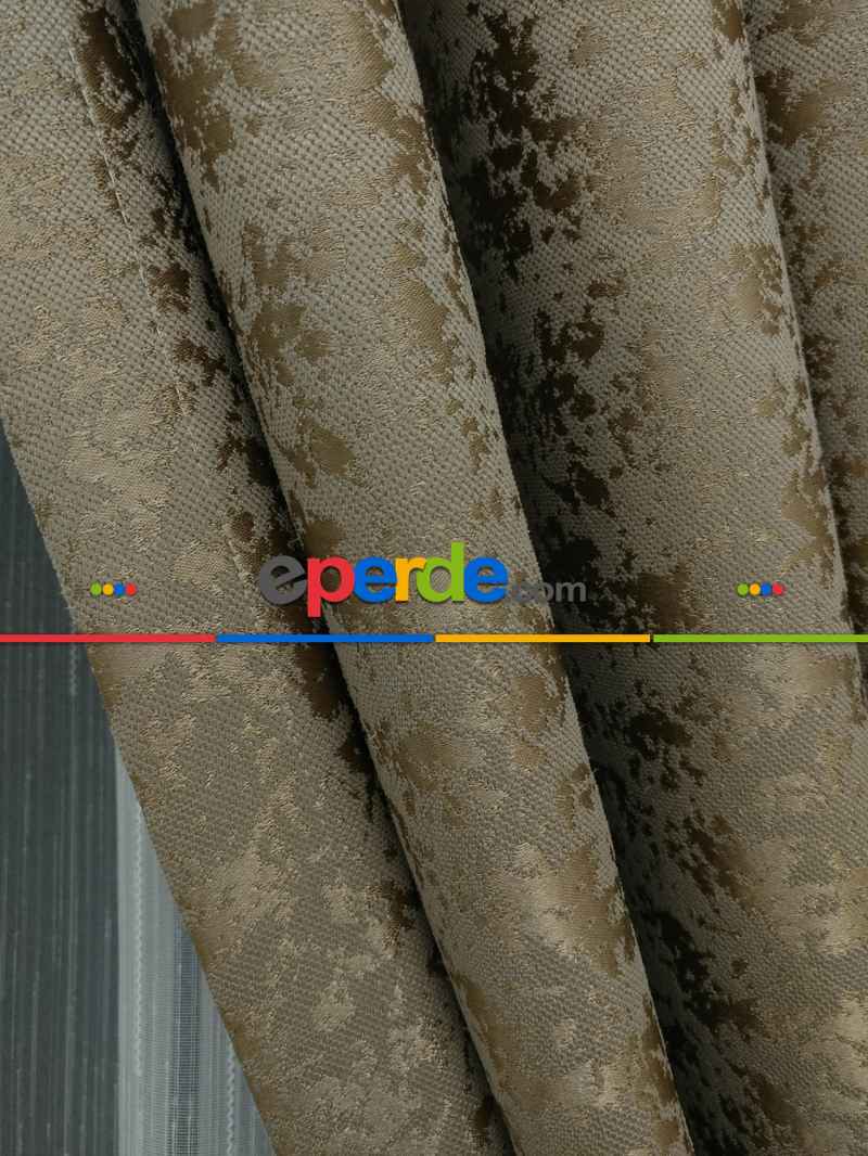Toprak Renği Duz Jakar Fon Perde (180)- Taba
