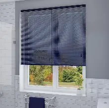 Mutfak - Oda Perde - 50mm Metal Jaluzi Perde, Polywood, Ahşap Görünümlü, Alev Almaz, Antrasit, Siyah Ve Ahşap Tonlarında