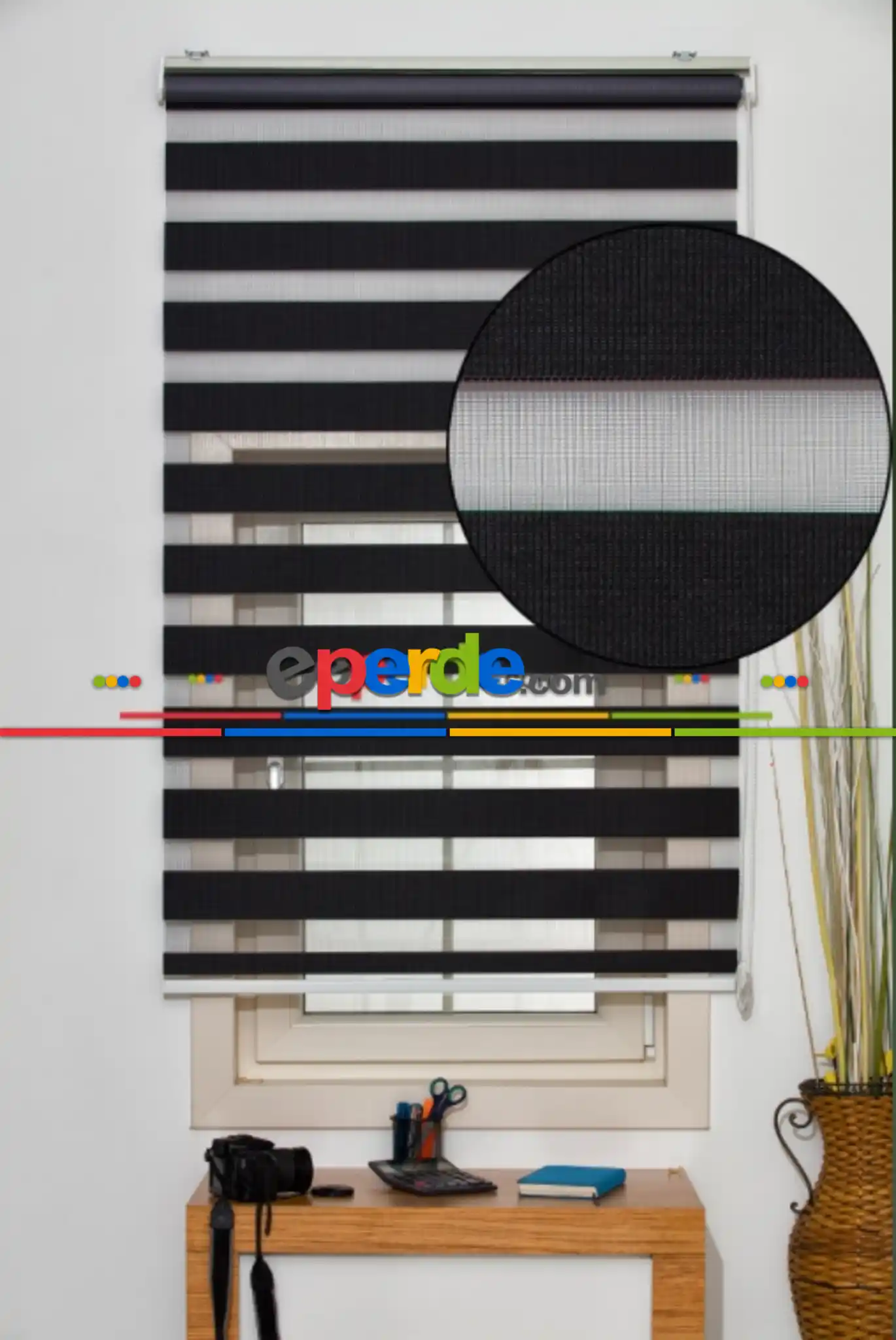 Brillant Siyah Zebra Perde- Siyah