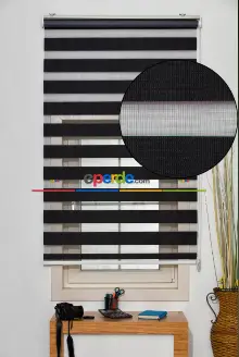 Brillant Siyah Zebra Perde- Siyah