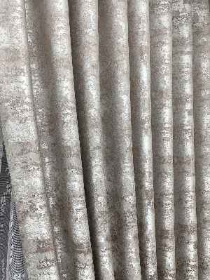 Patinedesenli Bej - Katyonik Jakar Fon Perde- Bej