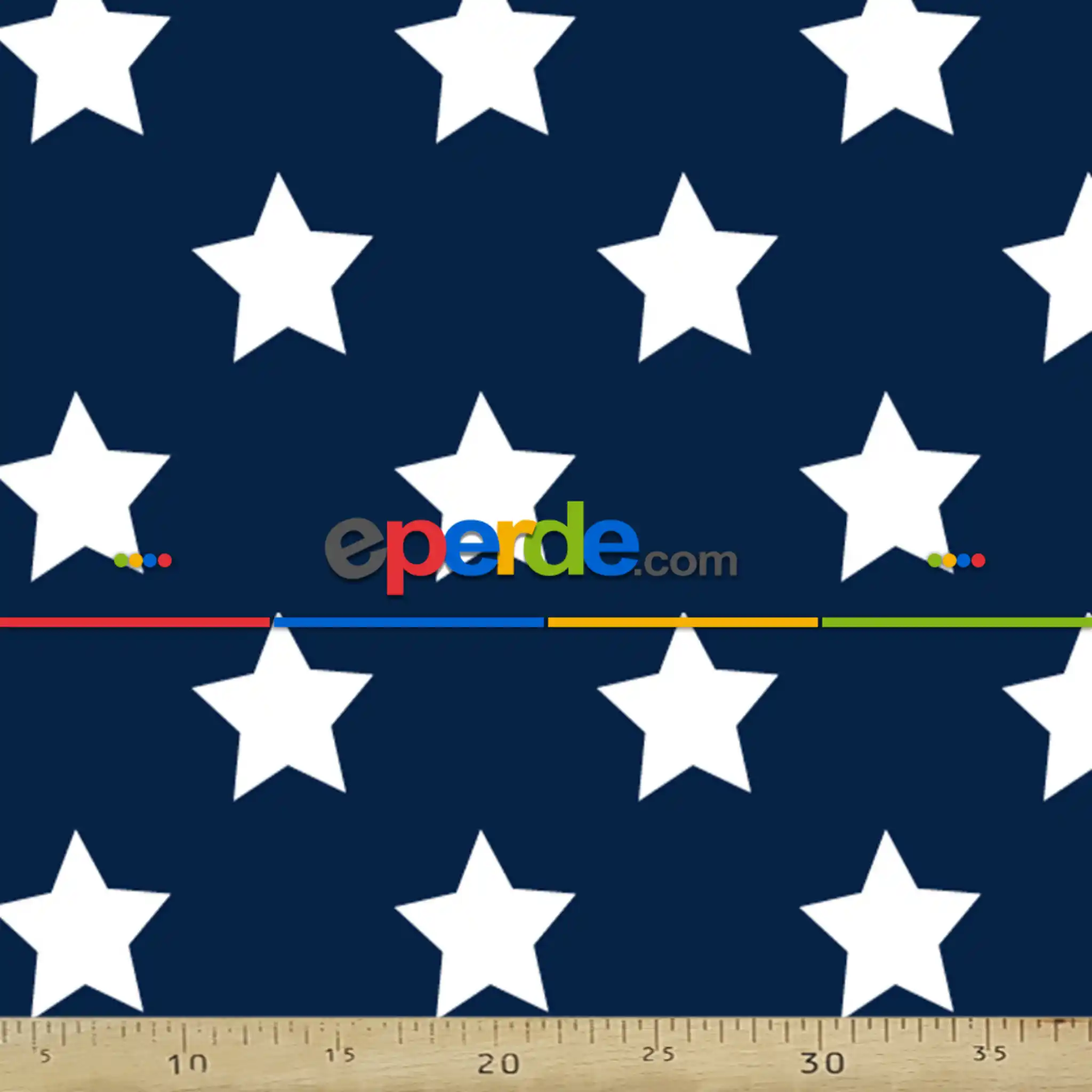 Yıldız Desenli Fon Perde Evm408-8 Kumaşı Kalındır Duck Bezi Değildir- Lacivert-Beyaz