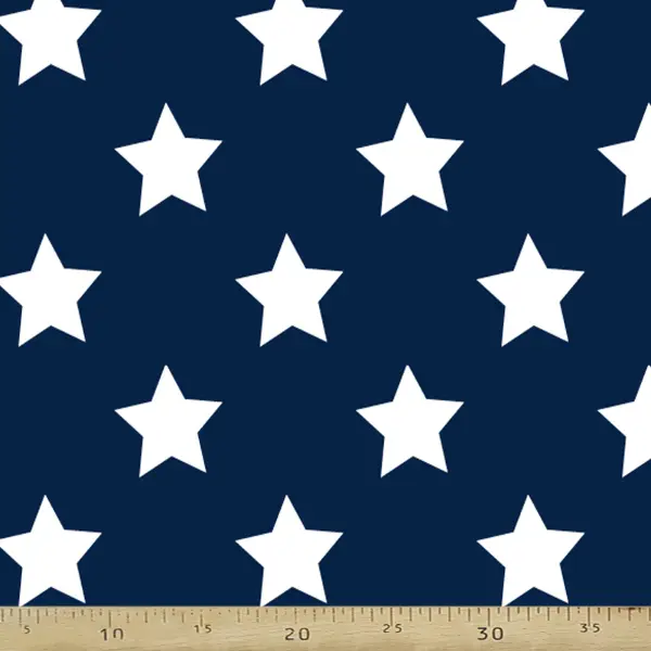 Yıldız Desenli Fon Perde Evm408-8 Kumaşı Kalındır Duck Bezi Değildir- Lacivert-Beyaz