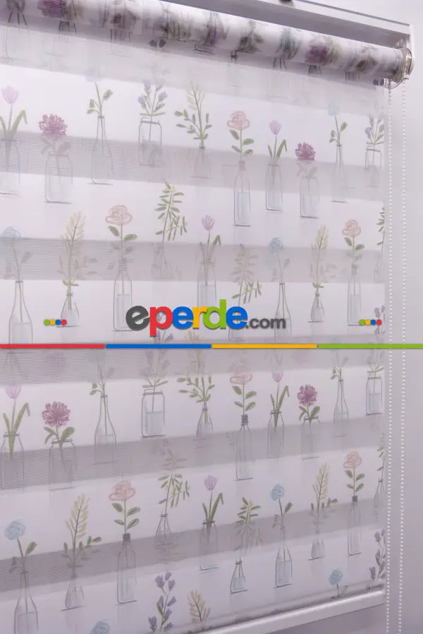 Mutfak Zebra Perde Desenli- Lila Açık Lila