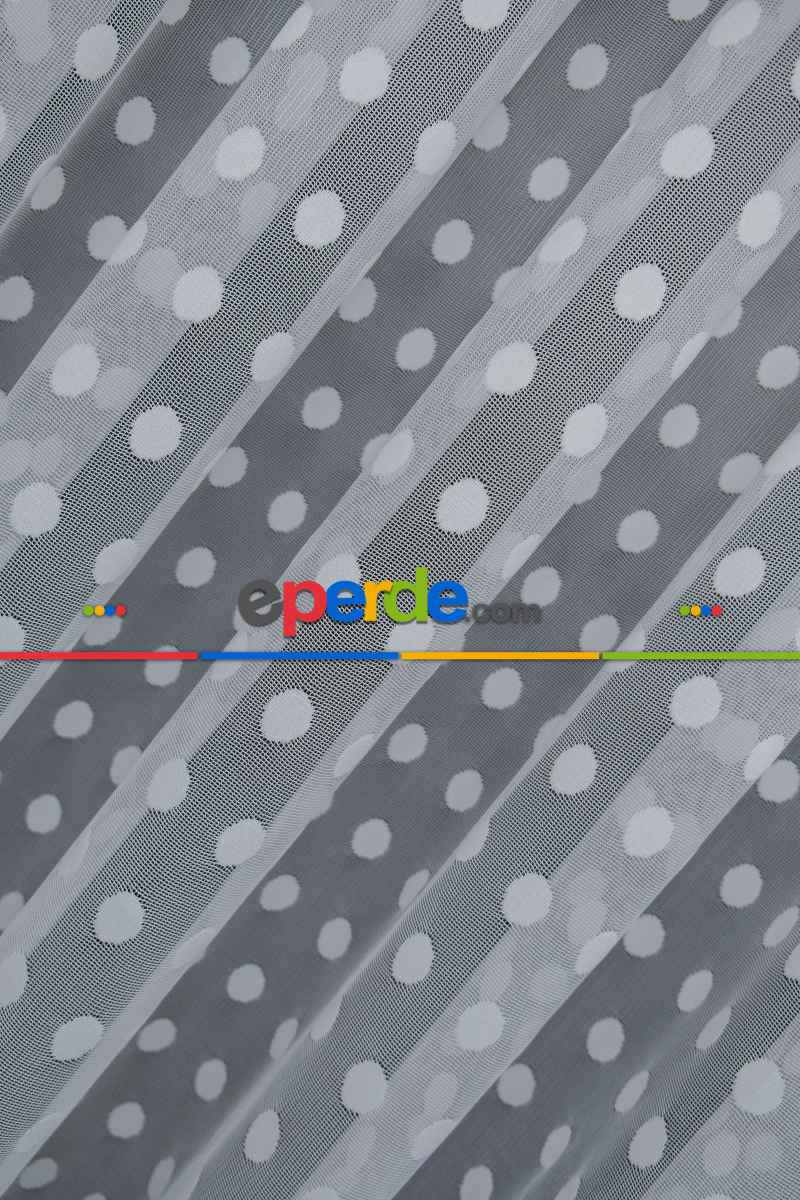 Puantiyeli Tül Noktalı Daire Desen Tül Perde