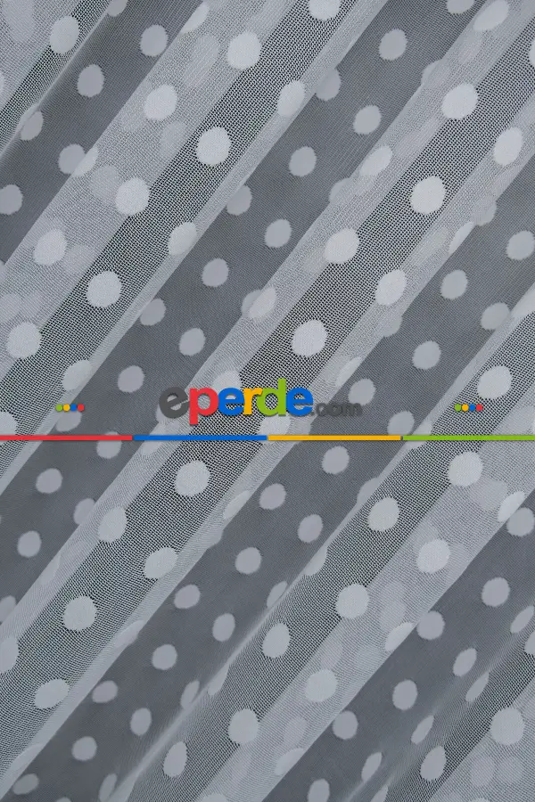 Bebek Odası Tül Perde - Puantiyeli Tül Noktalı Daire Desen Tül Perde