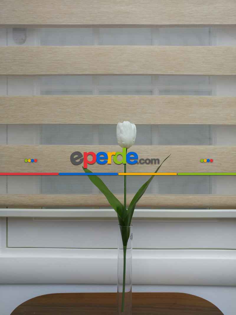 Sütlü Kahve Düz Bambu Zebra Perde (kalın Zeminli)- Sütlü Kahve