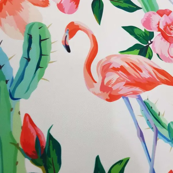 Tropikal Desenli Fon Perde Evm321 -t - Kumaşı Kalındır Duck Bezi Değildir.- Yeşil-Beyaz-Pembe-Çok Renkli