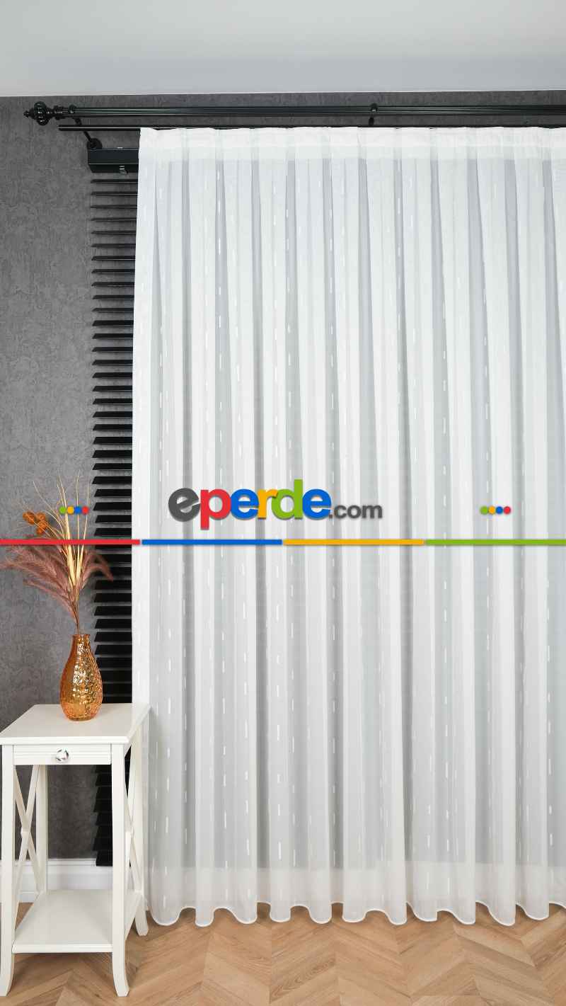 Düz Sade Tül, Sade Hafif Çizgili Tül Perde, Modern Ütü İstemez Kırışmaz Tül Perde, Havana