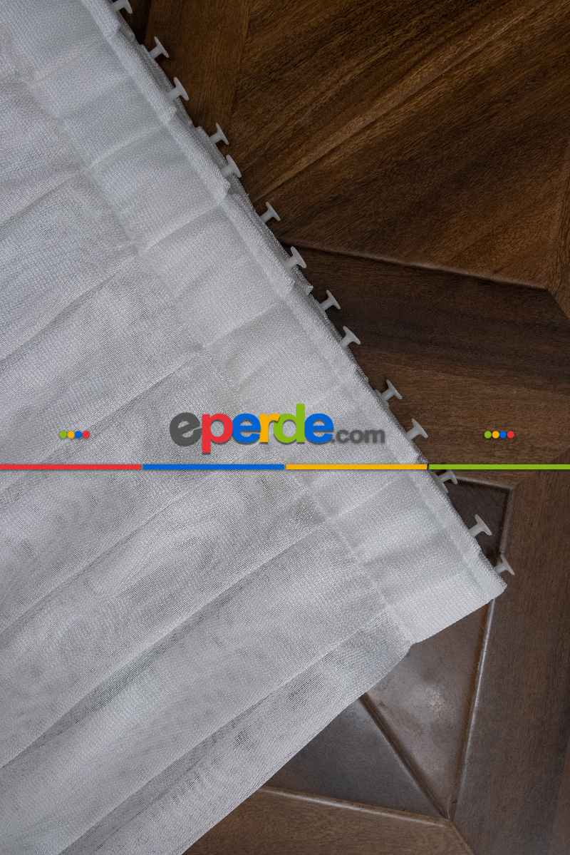 Salon Tül - Ekru Monaliza Dökümlü Tülden Yalancı Kruvaze - Tülden Fon - Yana Toplamalı Tül - Kordon Toplama Tül - Çift Veya Tek Kanat - Kurşunlu Tül - Kordon Renkleri Mevcut