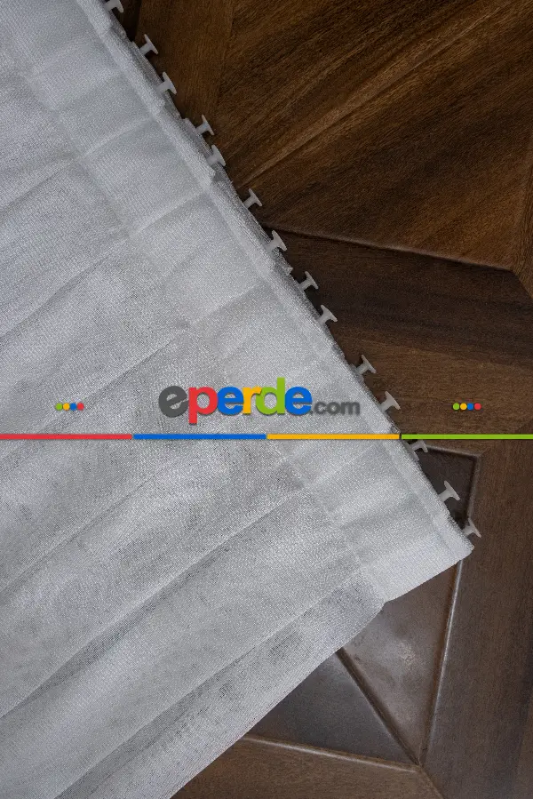 Ekru Monaliza Dökümlü Tülden Yalancı Kruvaze - Tülden Fon - Yana Toplamalı Tül - Kordon Toplama Tül - Çift Veya Tek Kanat - Kurşunlu Tül - Kordon Renkleri Mevcut