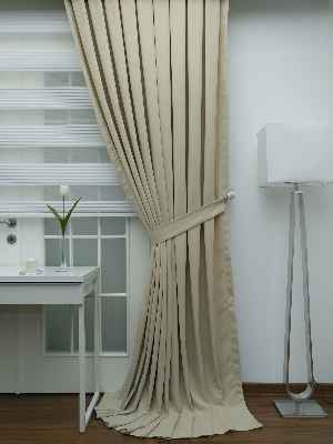 Fon Perde - Krem Düz Fon Perde (fon Demiri Hediyeli)- Krem