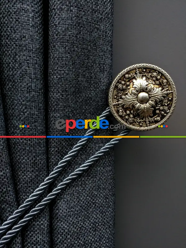 Gerçek Hasır Dokuma Salon Fon Perdesi 2021 Elite Series- Füme-mavi Grimsi