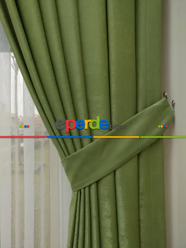 Soft Yeşil Fon Perde (180)- Açık Yeşil