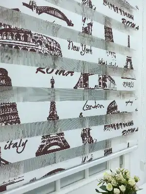 %40 Indirimli !!! Paris Baskılı Zebra Perde 70x200cm- Kahverengi