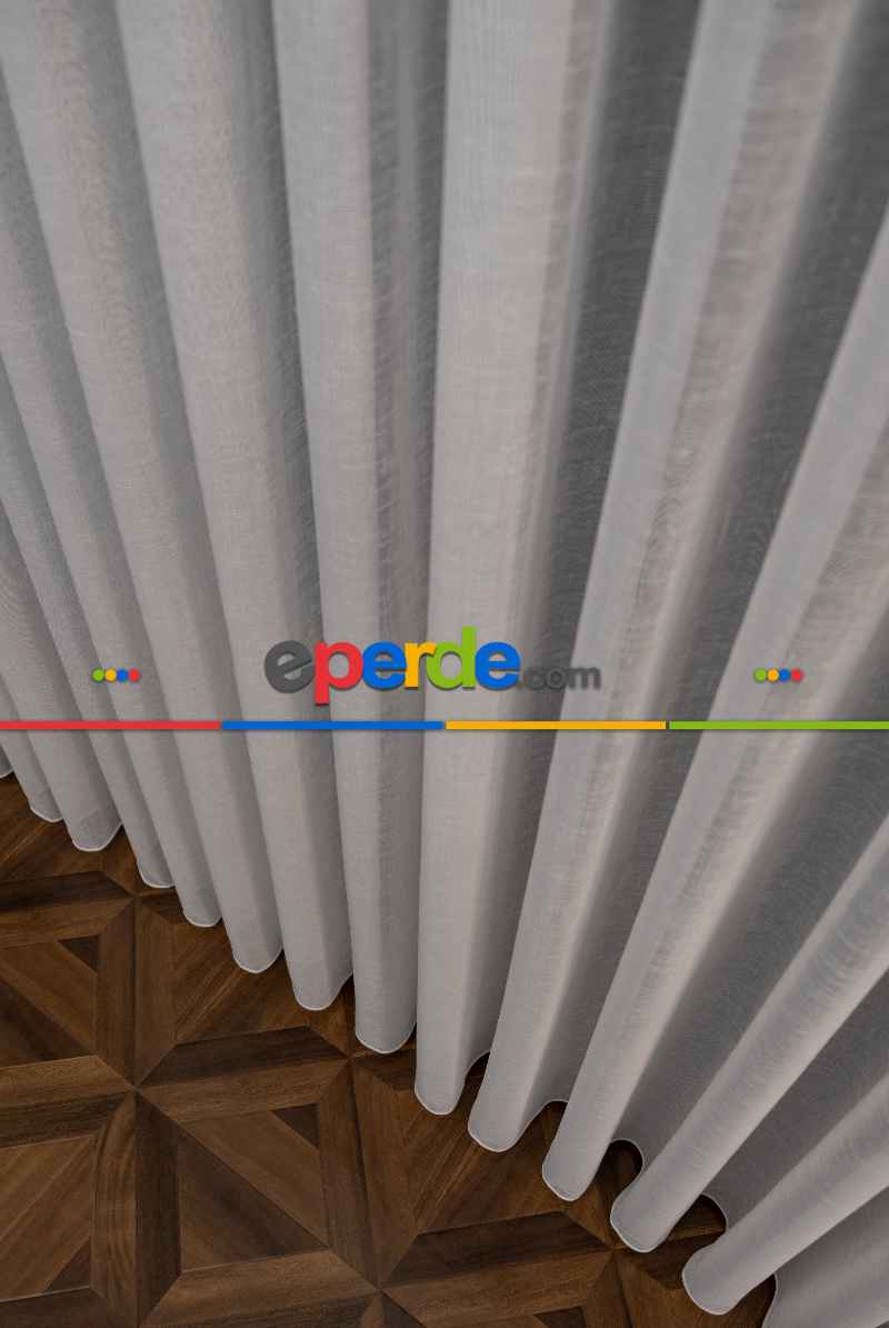 Keten Tül Ütü İstemez Dökümlü Tül - İtinalı Dikiş - Kanun Pile Seçeneği - Kurşunlu Tül