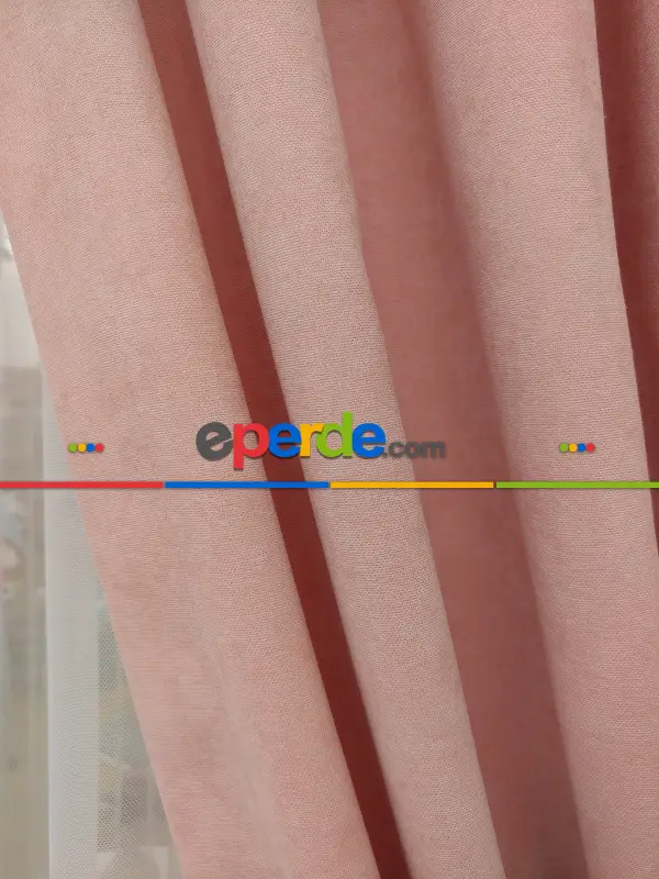 Pudra Pembe Düz Fon Perde 180cm En- Pudra