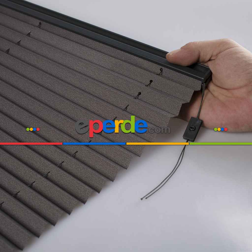 Brillannt Plise Perde - Cam Balkon Perdesi - Pimapen Perdesi - Antrasit (20 Renk) Kolay Montaj Yaylı Sistem, Vidalı Sistem Veya Yapıştırma