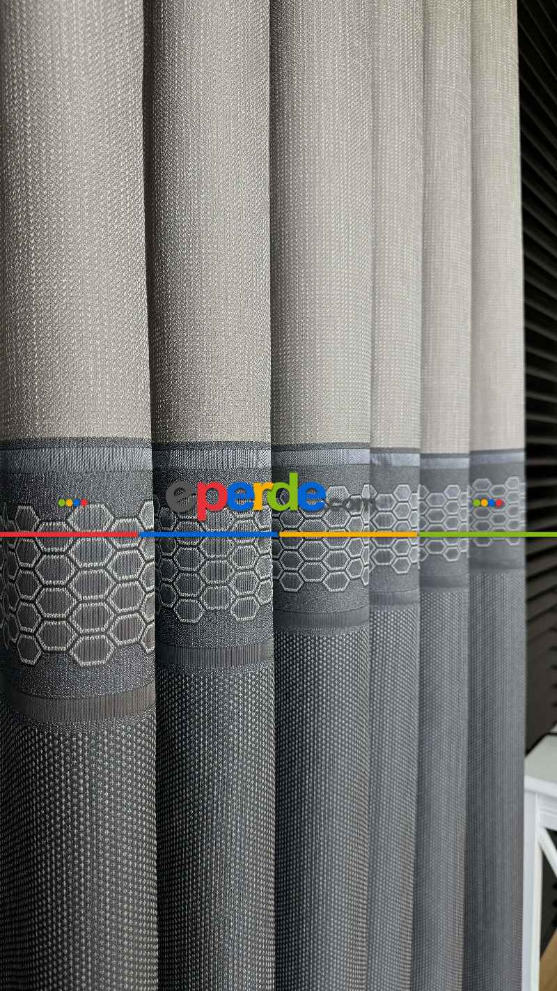 Bej Gri Jakar Dokuma Pano Fon Perde