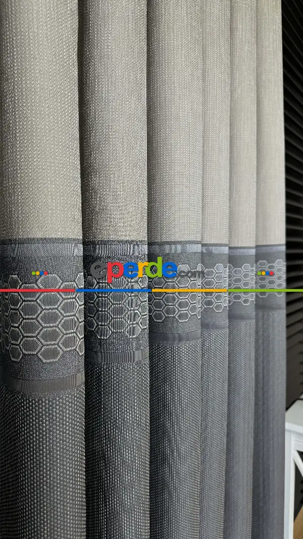 Bej Gri Jakar Dokuma Pano Fon Perde