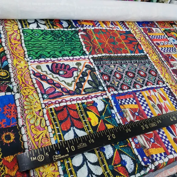 Etnik Desenli Fon Perde Evm553 Kumaşı Kalındır Duck Bezi Değildir-  Çok Renkli 2