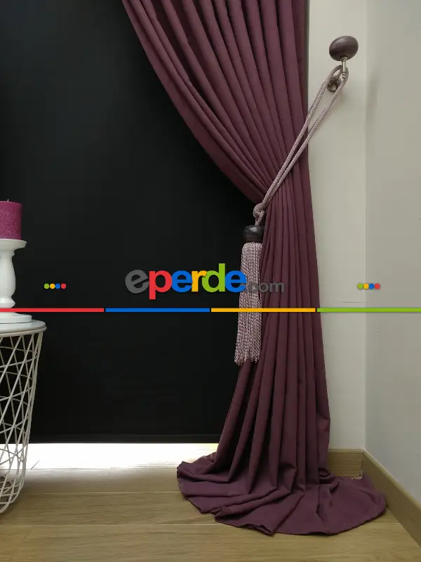 Yatak Odası - Düz Renk Dökümlü Fon Perde (180)- Gül Kurusu