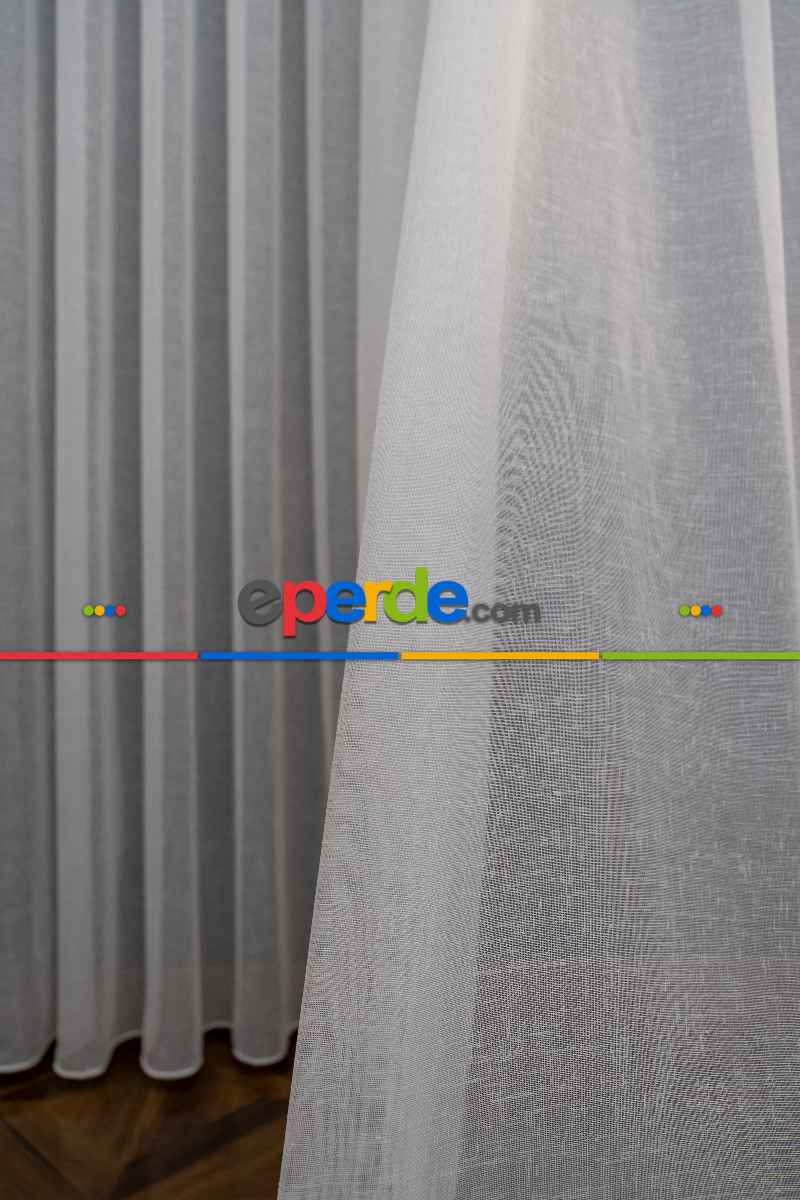 Keten Tül Ütü İstemez Dökümlü Tül - İtinalı Dikiş - Kanun Pile Seçeneği - Kurşunlu Tül