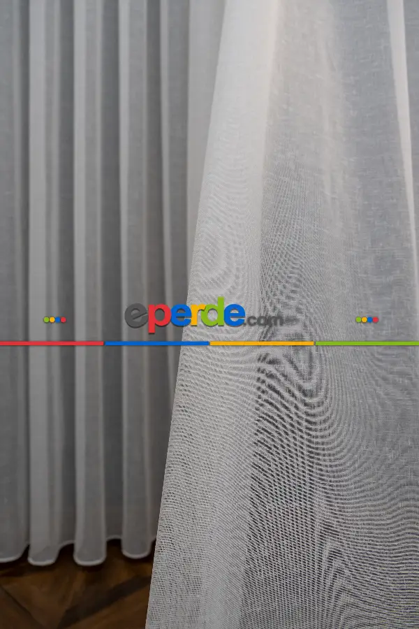 Keten Tül Ütü İstemez Dökümlü Tül - İtinalı Dikiş - Kanun Pile Seçeneği - Kurşunlu Tül